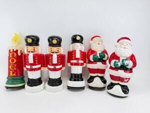 Vintage Christmas Plastic Decor Set Santa Nutcracker Noel Candle Empire 2.00 lb